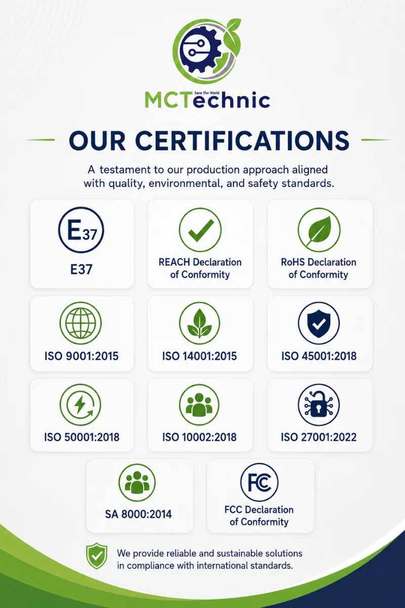 MCT Technic certifications and declarations of conformity